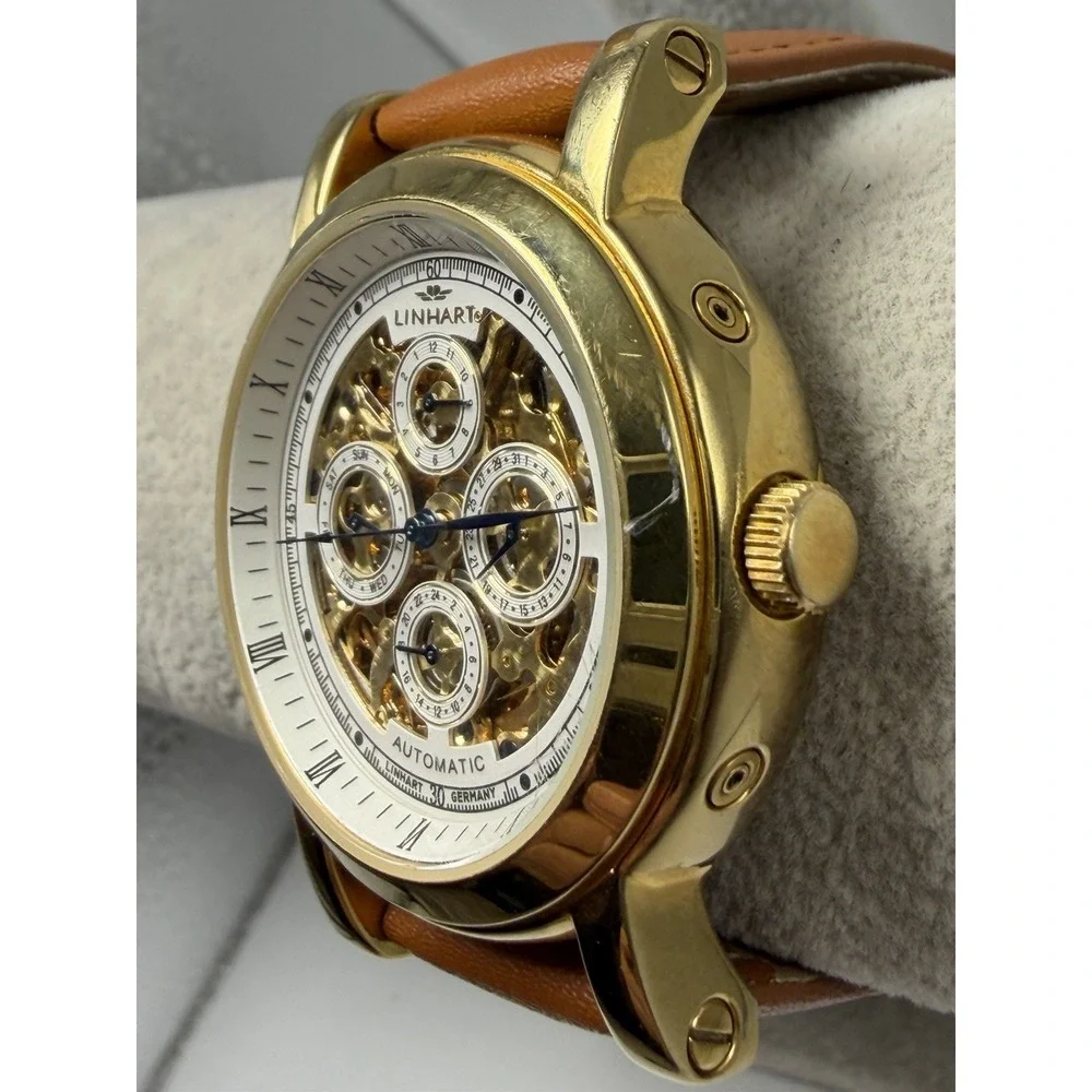 Linhart T21405 Working Automatic Mens Skeleton Watch 41MM 8